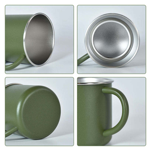 Tasse à café de voyage, randonnée, camping et feu de camp en acier inoxydable à paroi simple, gravée au laser sur mesure, avec revêtement en poudre et poignée. - Product Image 5