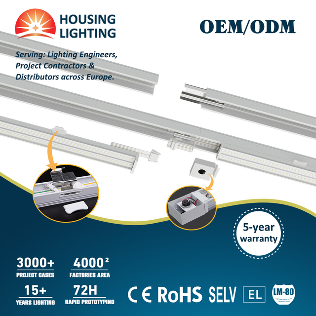 45W 70W Low Glare Aluminum Industrial Linear Trunk Rail Light 90degrees DALI 0-10V Smart Linkable Led Light for Supermarket