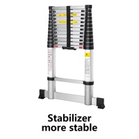 Échelle télescopique en aluminium/acier inoxydable/fer de 3,8 m/12,5 pi, avec certification EN 131, pour usage domestique et industriel