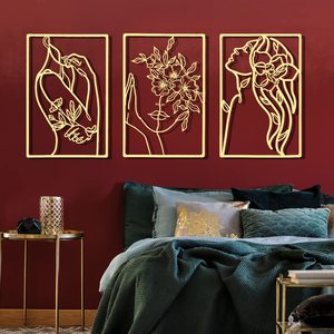Diy Interior vestíbulo pantalla Marco de hierro flor dormitorio pared decoración colgante Metal mujeres pared arte Decoración - Product Image 4