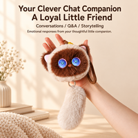 Pendentif jouet pour chat intelligent IA en peluche, avec fonction Q&A, racontage d'histoires, retour d'émotion, yeux LED et capteur tactile, cadeau