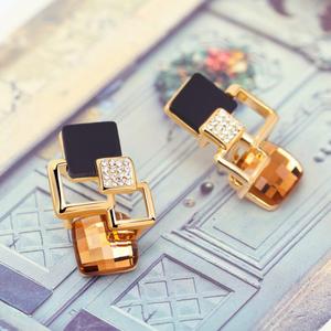 תכשיטי יוקרה האופנה ריינסטון קריסטל אקריליק גיאומטרי לולאות שרשראות עגילי ארוך תליוני תכשיטי סט לנשים - Product Image 5