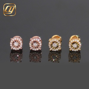 Boucles d'oreilles classiques en moissanite ronde, plaqué or rose 18 carats, sertissage clos, unisexe, pour usage quotidien - Product Image 6
