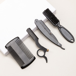 Playboy – ensemble de soins pour la barbe, brosse ovale, peigne double face avec sac de rangement, portable pour hommes, noir - Product Image 4