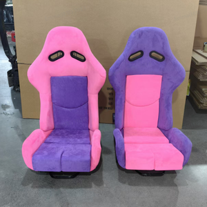 Sedili Sportivi da Corsa JBR1020W con Rivestimento in Pelle Scamosciata Nera, PVC Rosso e Tessuto Rosa, Serie di Sedili Sportivi Modificati - Product Image 3