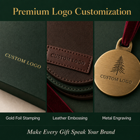 Coffret cadeau d'entreprise personnalisé pour Noël avec écharpe en tartan, sous-verres en cuir PU, ornement métallique, carte de vœux pour les employés et les clients