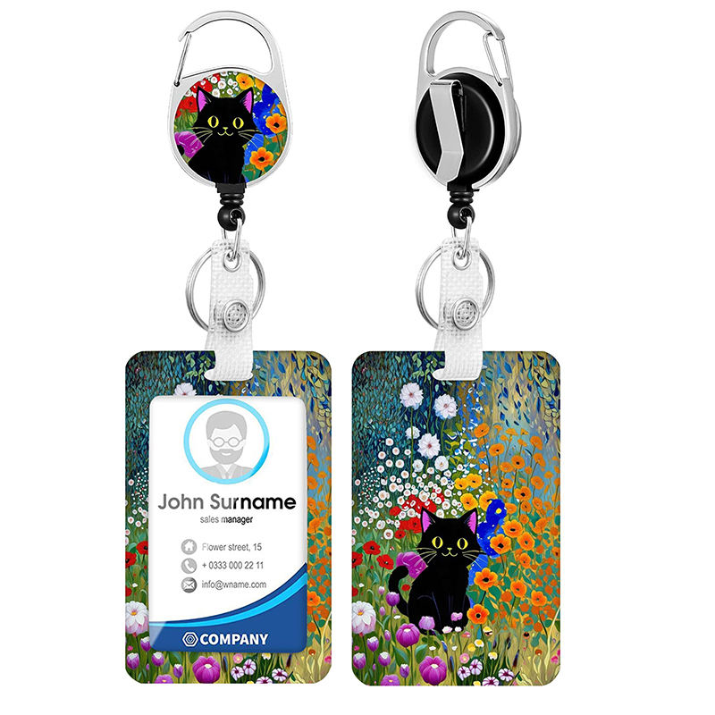 Colorful flower, black cat