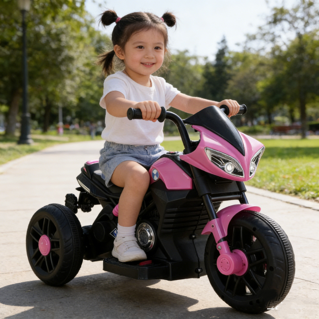 Pink Children Electric Tricycle 10" Front 8" Rear Wheel Pedal Electric Bike