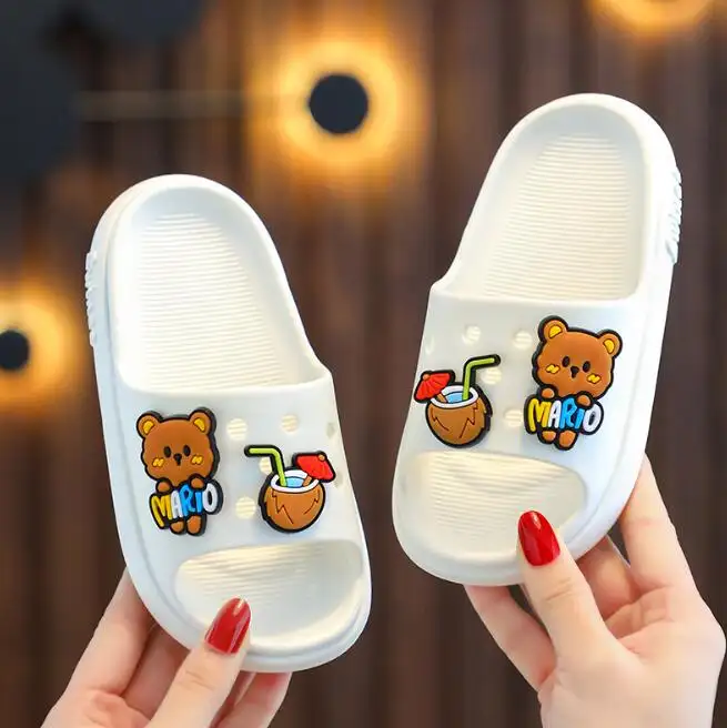 Moda de Alta Qualidade Casual Crianças Dos Desenhos Animados urso Flat Bottom Shoes Crianças Sandálias Chinelos