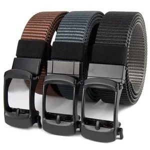Pop-Up Toothless Automatic Buckle Fabric Belt for Men's Casual Canvas Belt with Thickened Nylon Tactical Fabric Belt