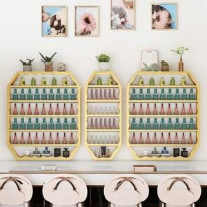 Nouvelle étagère murale en fer pour salons de beauté et salons de manucure, organisateur et présentoir de vernis à ongles doré - Product Image 1