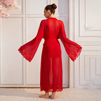 Ensemble de Nuit en Dentelle Transparente : Robe Longue en Gaze à Bretelles, Douce, Respirante, Coupe Ajustée, Tenue d'Intérieur Charmante pour Femme
