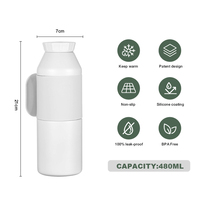 Gobelet isotherme de voyage en acier inoxydable breveté, 480 ml, 100 % étanche, avec couvercle