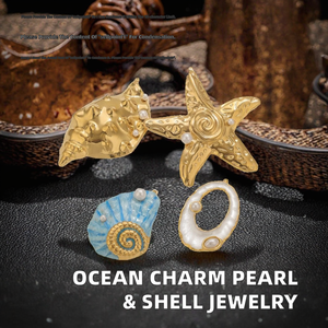 Colgantes de Concha de Acero Inoxidable Esmaltado con Perlas de Imitación para Pendientes DIY, Colgantes de Estrella de Mar para Collares de Mujer, Temática Oceánica, Estilo Cristiano y de Moda - Product Image 2