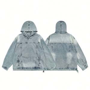 Fábrica de encargo de la calle de algodón Drop Shoulder Pullover Street Style Hoodies Hombres Heavyweight Oversize Plain Jean Hoodies para los hombres - Product Image 2