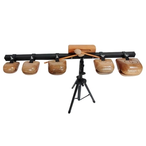 5-Tone Wooden Temple Blocks With Mallet Percussion Instrument Set For Kids <b>Music</b> Learning - Product Image 1