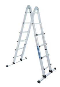 Échelle pliante à marches antidérapantes, échelle télescopique multifonction en aluminium, poids maximal 150 kg avec barre d'équilibre extensible, 4x5 marches - Product Image 5