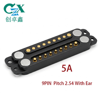 Conector Magnético de Carga de Datos y Energía con Pin Pogo de 9 Pines, Macho y Hembra, con Orejeta, 5A 12V, Paso de 2.54mm, Chapado en Oro