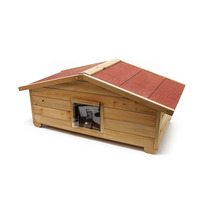 Grande maison pour chat en bois au design animalier moderne pour jardin/patio, abri extérieur pour animaux imperméable et isolé