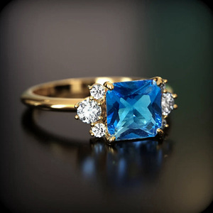 Anello Vintage con Gemma Blu in Stile Corte per Donne, Elegante Gioiello da Dito - Product Image 2