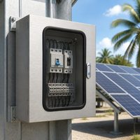 Boîtier de Combinaison Solaire avec Fenêtre Transparente, Boîtier de Jonction Photovoltaïque Étanche en Fer, Boîtier Mural, Plaque de Montage Amovible