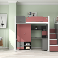 Lit superposé combiné avec bureau et armoire, lit de dortoir moderne en fer pour étudiants universitaires, appartements, structure intégrée supérieure/inférieure
