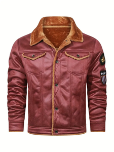 Chaqueta informal de poliéster para hombre, manga larga, color sólido, solapa de un solo pecho, tela no elástica - Product Image 2