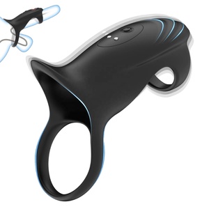 Sıcak satış 9-Frequency elektrikli titreşimli halka Penis gecikme halkası masaj flört erkek boşalma süresini uzatmak için seks oyuncak - Product Image 1