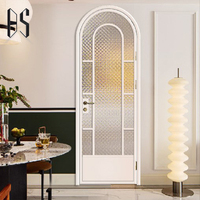 Style européen Patio antique balançoire moderne verre trempé conception blanche alliage d'aluminium portes françaises arquées intérieur