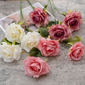 CallaFloral Fleurs artificielles en forme de rose, rose, blanc, violet, réalistes, pour décoration de mariage, bouquet en tissu tissé - Product Image 1