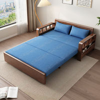 Sofá Cama Convertible Minimalista Moderno, Sofá de Madera Maciza de Doble Propósito, Multifuncional para Sala de Estar, Dormitorio, Universal