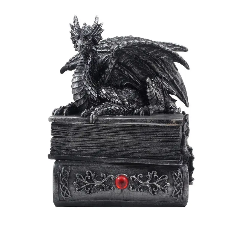 पौराणिक अभिभावक छिपा पुस्तक भंडारण डिब्बे के साथ गोथिक ड्रैगन त्रिंकेत बॉक्स प्रतिमा गृह सजावट गहने बक्से जादुई काल्पनिक