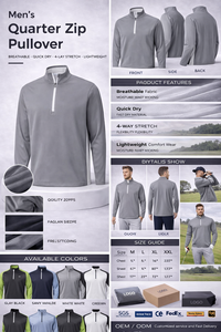 Sudadera de Golf con Cierre de Cremallera, Personalizada, Deportiva, Elástica en 4 Direcciones, Antiencogimiento, para Correr y Golf - Product Image 4