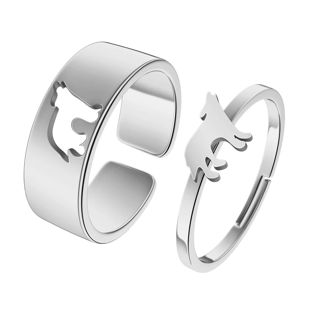 Stainless Steel Viking Wolf Ring Set Men Women Punk Jewelry