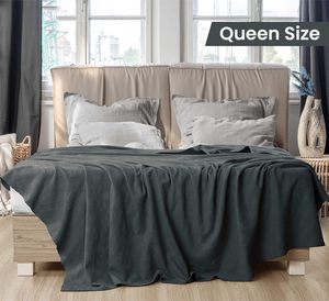 <strong>Utopia</strong> <strong>Bedding</strong> Smoke Gray 100% Cotton Dobby Weave Modern Blanket [Queen Size 90x90 Inch] 350GSM Lightweight Soft Breathable - Product Image 3