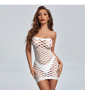 Robe Tube moulante vidéo Sexy pour femmes avec gros body <span class=keywords><strong>en</strong></span> résille ODM approvisionnement dentelle strass décoration costume de <span class=keywords><strong>Lingerie</strong></span> chaude - Product Image 5