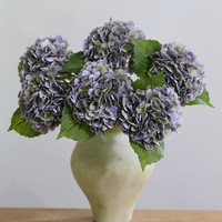 Bunga Hydrangea Buatan Tangan dari Sutra Asli dengan Lapisan Pelembap Kelopak, Dekorasi Rangkaian Bunga untuk Ruang Tamu Rumah