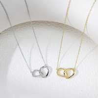 CYNYA Collar de Plata de Ley 925 con Doble Círculo Trenzado, Cadena Entrecruzada para Clavícula, para Mujer