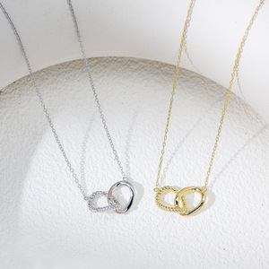 CYNYA Collar <span class=keywords><strong>de</strong></span> <span class=keywords><strong>Plata</strong></span> <span class=keywords><strong>de</strong></span> Ley <span class=keywords><strong>925</strong></span> con Doble Círculo Trenzado, <span class=keywords><strong>Cadena</strong></span> Entrecruzada para Clavícula, para Mujer - Product Image 5
