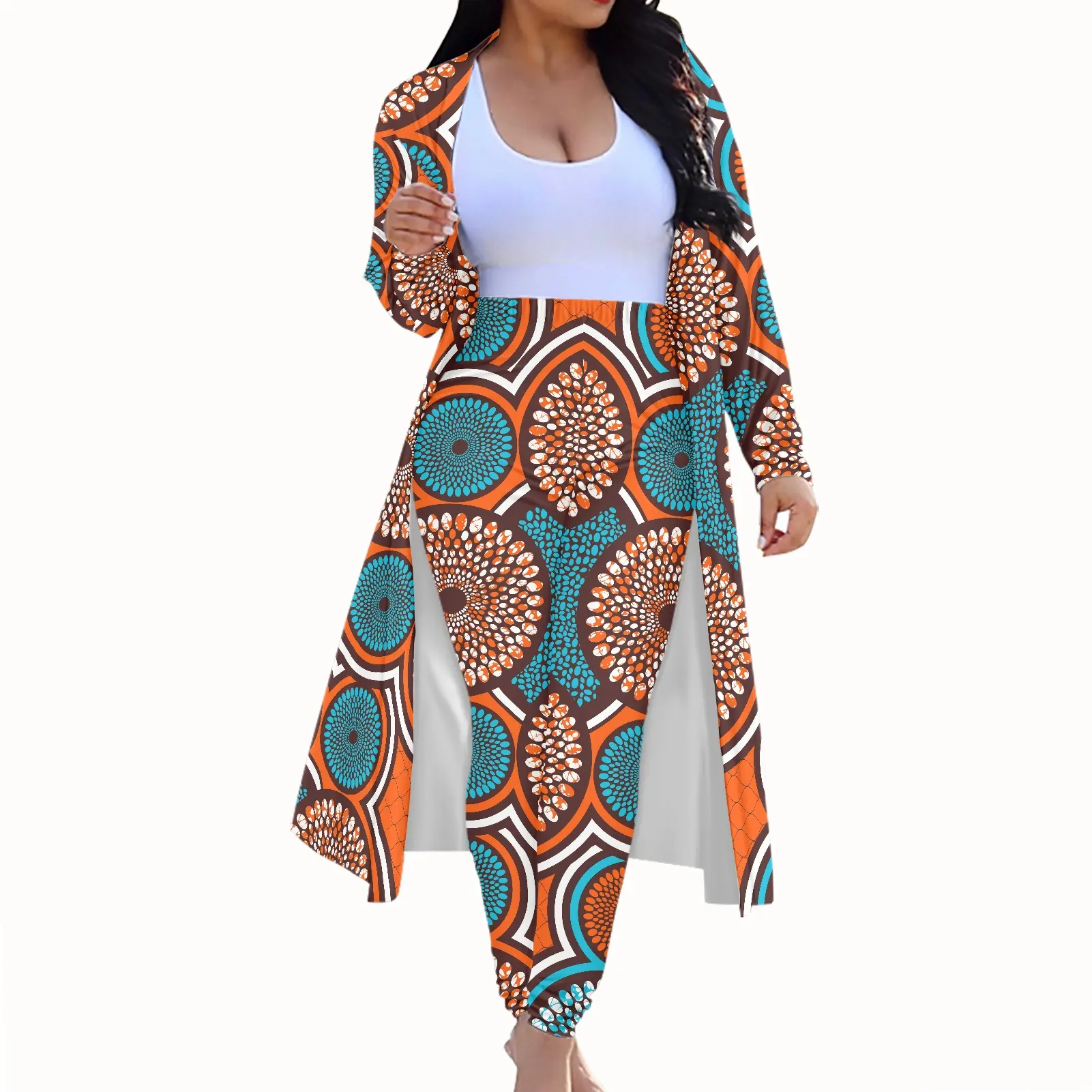 Mono textil de Ankara para mujer, moda de estilo africano, ropa de otoño, trajes de dos piezas, abrigo de manga larga y pantalones