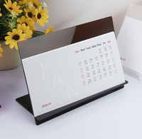 Calendrier de bureau en acrylique transparent de luxe personnalisé 2027, vente en gros, support de calendrier de table en acrylique transparent avec recharges de planificateur en papier