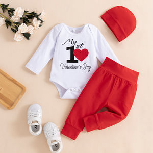 Ropa para Bebés Niños y Niñas, Conjuntos de San Valentín para Niños Pequeños, Ideas de Regalo 2022, Conjunto de Ropa para Bebé Recién Nacido con la Frase 'Mi Primer San Valentín' - Product Image 4