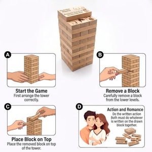 Jeu de Tour de Blocs Coquin pour Couples - Jeu de Soirée Sexy pour Adultes - Cadeau de Saint-Valentin - Tour de Blocs Empilables pour Fêtes et Soirées Audacieuses - Product Image 2