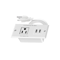 Petite multiprise encastrable avec rallonge et station de charge USB intégrée pour bureau, couleur blanche