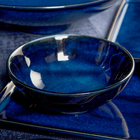 Service de vaisselle en porcelaine émaillée bleue de haute qualité, vente en gros en Europe, vaisselle et assiettes de luxe, vaisselle en céramique pour restaurant
