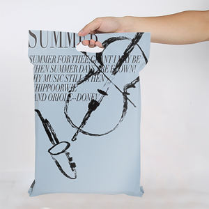 Sac d'expédition en polyéthylène bleu avec poignée, impression personnalisée, écologique, biodégradable, pour vêtements, Super Septembre - Product Image 1