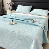 Couette d'été unie en soie glacée lavée, rafraîchissante, douce, effet climatisant, avec bordure doublement cousue, tailles Twin et Full