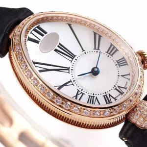 Breathtaking Custom White Dial Roman Numerals Oval Rose Gold Diamond Bezel Automatic <b>Mechanical</b> Precision Female Wristwatch - Product Image 3