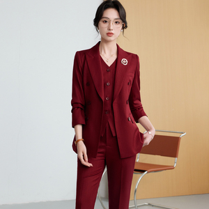 Costume formel pour femmes de haute qualité et luxueux, deux pièces, <span class=keywords><strong>blazer</strong></span> à manches longues avec décoration boutonnée, professionnel et durable - Product Image 3