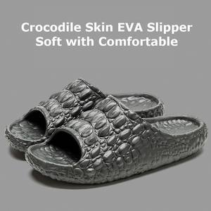 Haute qualité hommes EVA diapositives pantoufles Crocodile Texture anti-dérapant chaussures de bain légères pour la maison hôtel intérieur extérieur - Product Image 1